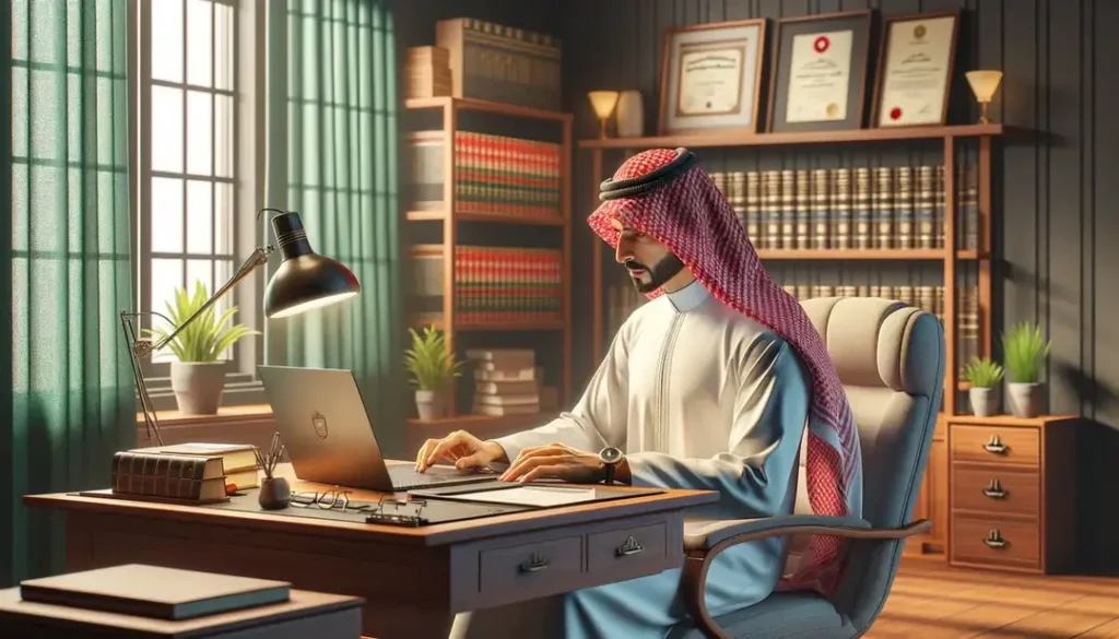 Legal Translation Services UAE - An Arabic Man Working on His Laptop in His Office